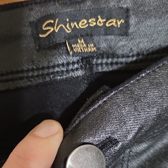 Black Pleather Flare Jeans - Picture 2 of 4